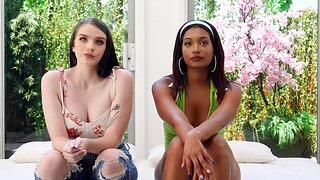 Amazing girls Emily and Addis want to share a dick down POV